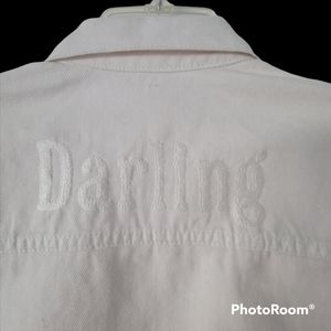 Jean Jacket white denim womens size Med